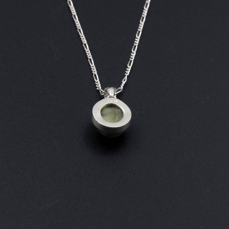 Labradorit Doğal Taş 925 Ayar Gümüş Kolye M1 - 5