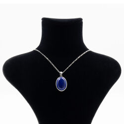 Lapis Doğal Taş 925 Ayar Gümüş Kolye M1 - 2