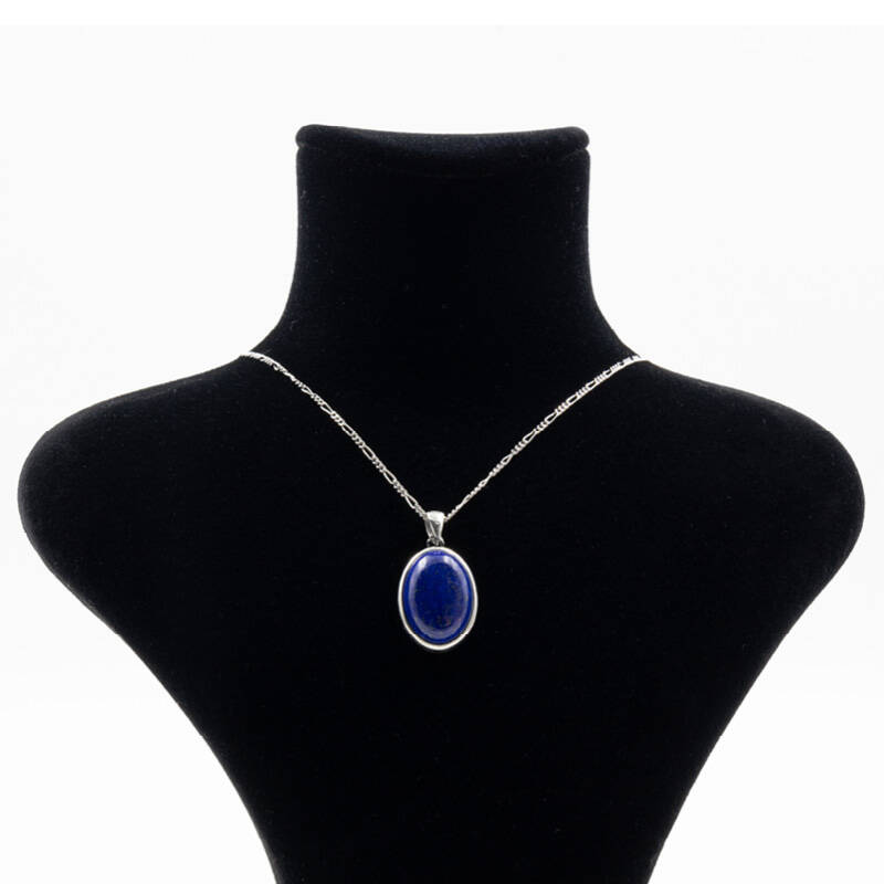 Lapis Doğal Taş 925 Ayar Gümüş Kolye M1 - 2