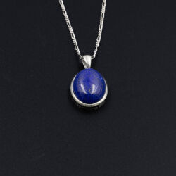 Lapis Doğal Taş 925 Ayar Gümüş Kolye M1 - 3