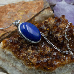 Lapis Doğal Taş 925 Ayar Gümüş Kolye M1 - 1