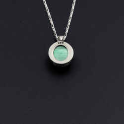 Malakit Doğal Taş 925 Ayar Gümüş Kolye M1 - 5