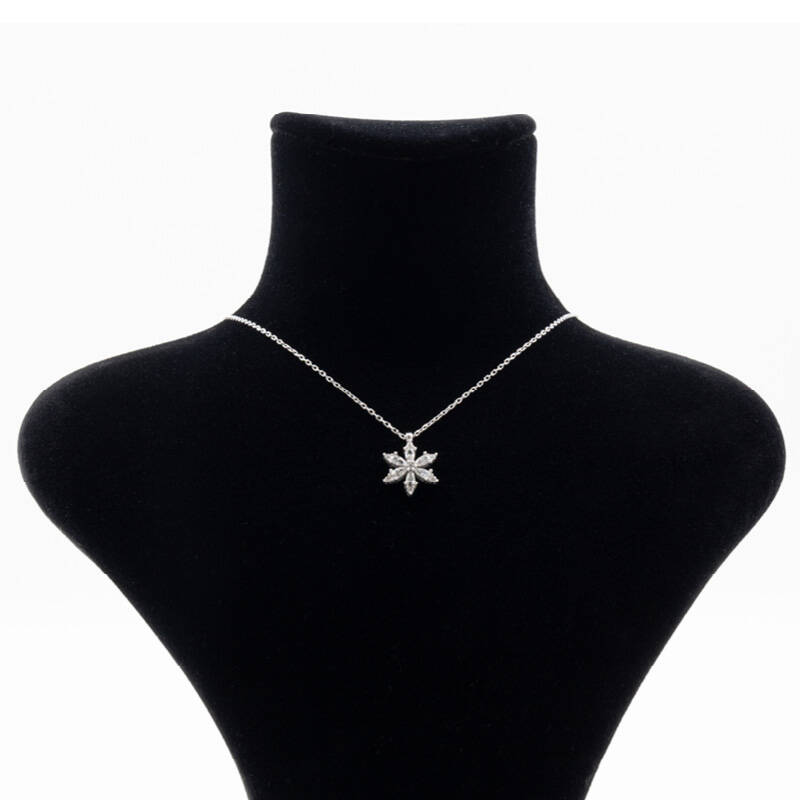 Damla Taşlı Çiçek Figürlü 925 Ayar Gümüş Zirkon Taşlı - Duru Kolye M4 - 2