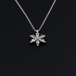 Damla Taşlı Çiçek Figürlü 925 Ayar Gümüş Zirkon Taşlı - Duru Kolye M4 - 3