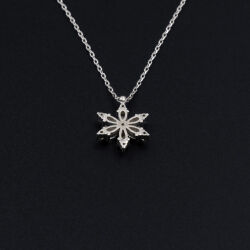 Damla Taşlı Çiçek Figürlü 925 Ayar Gümüş Zirkon Taşlı - Duru Kolye M4 - 5