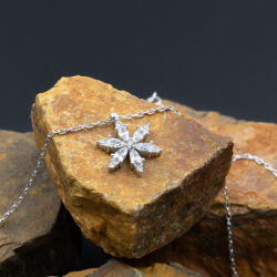 Damla Taşlı Çiçek Figürlü 925 Ayar Gümüş Zirkon Taşlı - Duru Kolye M4 - 4