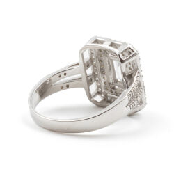 Kare Model Baget 925 Ayar Gümüş Zirkon Taşlı Tek Taş Yüzük - Duru Yüzük M4 - 5