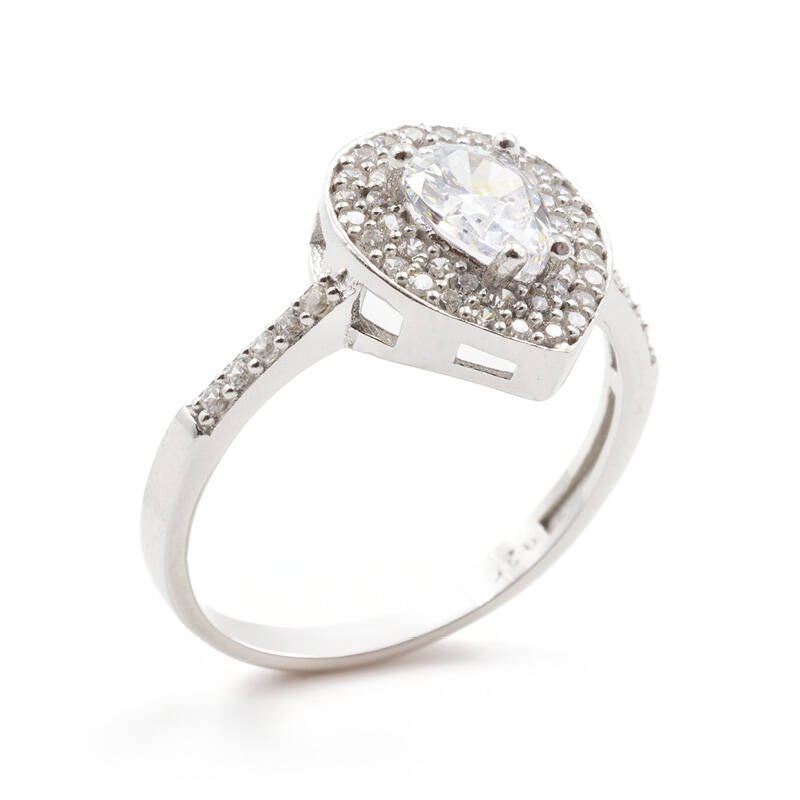 Damla 925 Ayar Gümüş Zirkon Taşlı Tek Taş Yüzük - Duru Yüzük M6 - 2