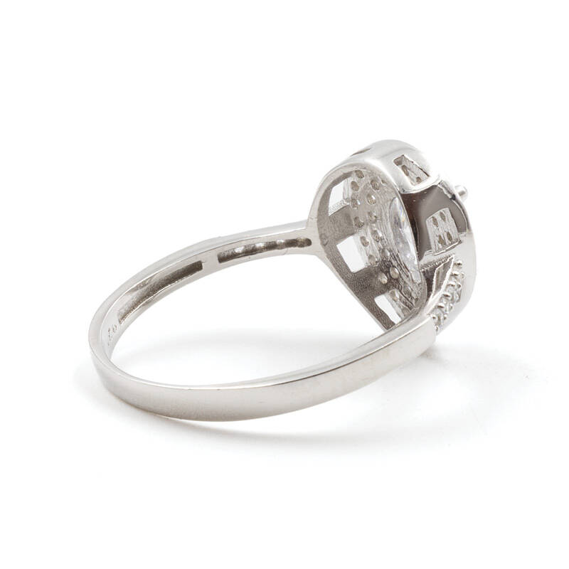 Damla 925 Ayar Gümüş Zirkon Taşlı Tek Taş Yüzük - Duru Yüzük M6 - 5