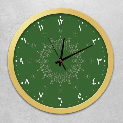 Duvar Saati 35 cm Çap Cam, Akar Saniyeli, Sessiz Mekanizma - Serhendi Logolu - Arapça Rakamlı Altın Çerçeve M3 