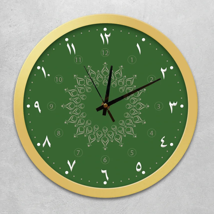 Duvar Saati 35 cm Çap Cam, Akar Saniyeli, Sessiz Mekanizma - Serhendi Logolu - Arapça Rakamlı Altın Çerçeve M3 - 1