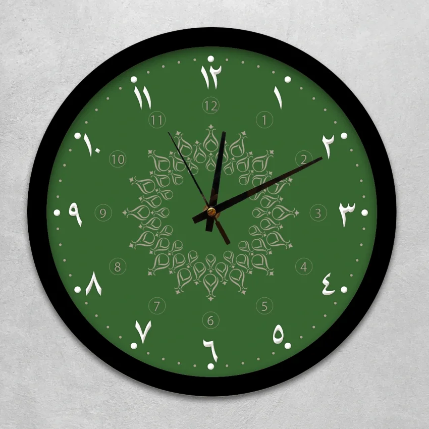 Duvar Saati 35 cm Çap Cam, Akar Saniyeli, Sessiz Mekanizma - Serhendi Logolu - Arapça Rakamlı Siyah Çerçeve M3 - 1