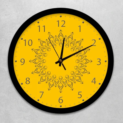 Duvar Saati 35 cm Çap Cam, Akar Saniyeli, Sessiz Mekanizma - Serhendi Logolu - Halka Desen Siyah Çerçeve M4 - 1