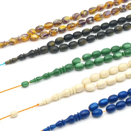 Galalit 33'lük Arpa Kesim Tesbih Beyaz - 3