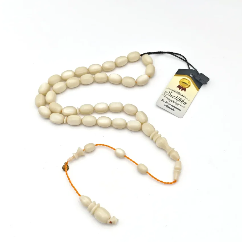 Galalit 33'lük Arpa Kesim Tesbih Beyaz - 1