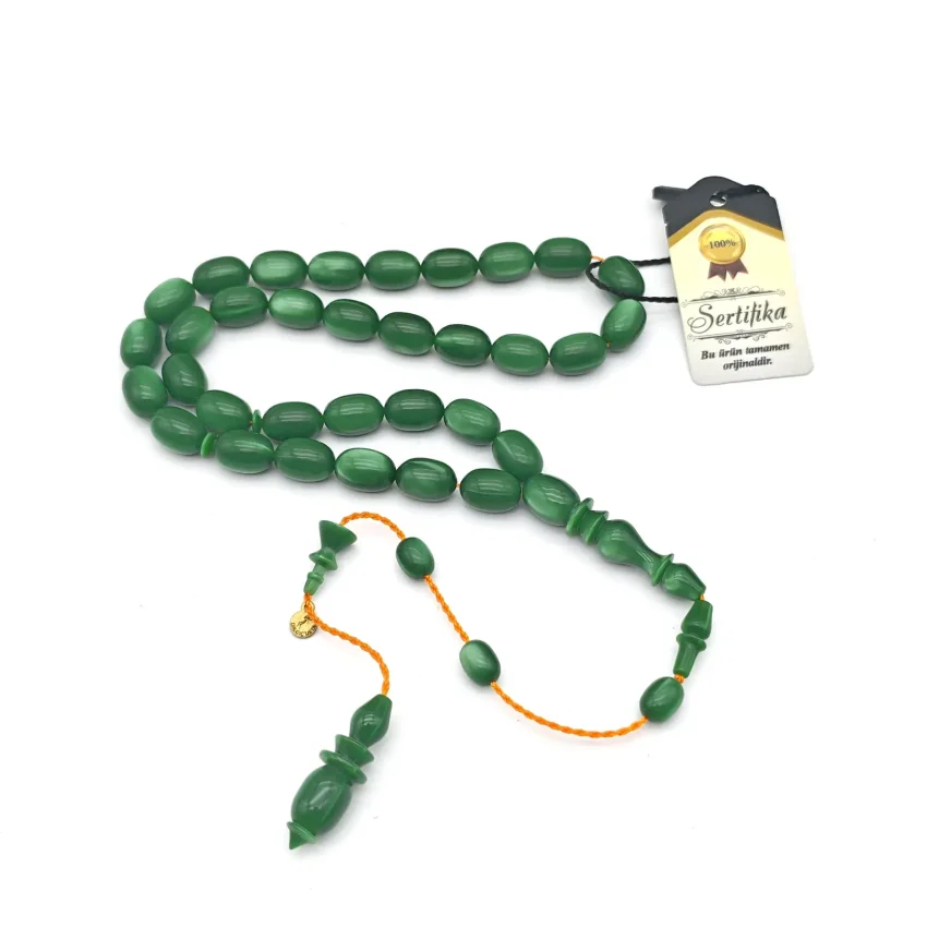 Galalit 33'lük Arpa Kesim Tesbih Yeşil - 1