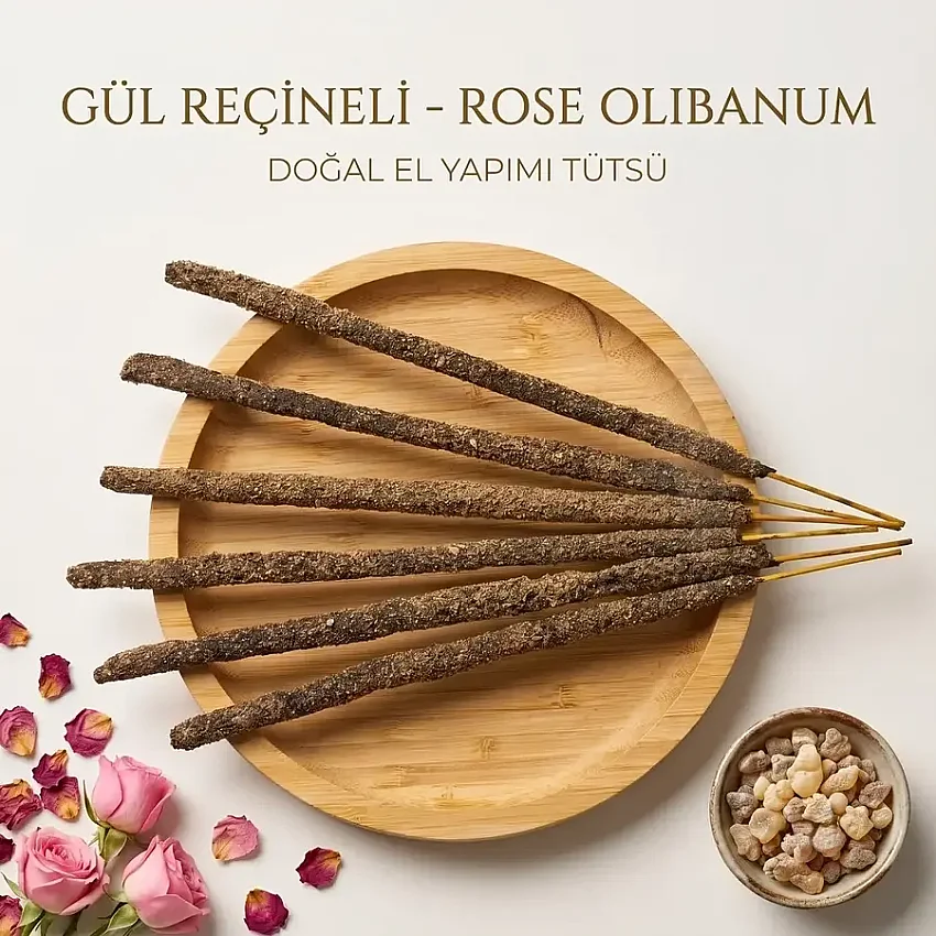Gül Reçineli Rose Olibanum Kaliteli Kalın Çubuk Tütsü - 1