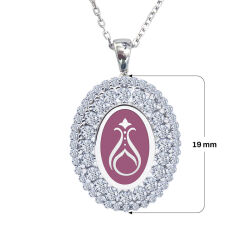 925 Ayar Zirkon Taşlı Kadın Gümüş Kolye - Serhendi Logolu - Gülistan Kolye M1 Pembe - 2