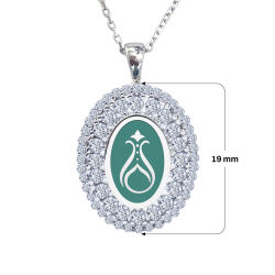 925 Ayar Zirkon Taşlı Kadın Gümüş Kolye - Serhendi Logolu - Gülistan Kolye M1 Turkuaz - 2