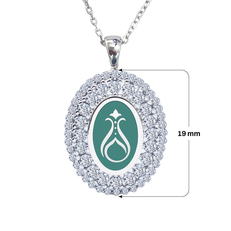 925 Ayar Zirkon Taşlı Kadın Gümüş Kolye - Serhendi Logolu - Gülistan Kolye M1 Turkuaz - 2