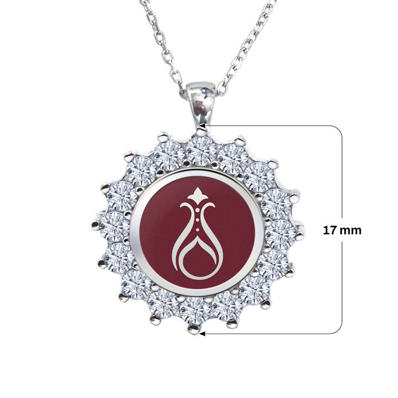 925 Ayar Zirkon Taşlı Kadın Gümüş Kolye - Serhendi Logolu - Gülistan Kolye M2 Kırmızı - 2