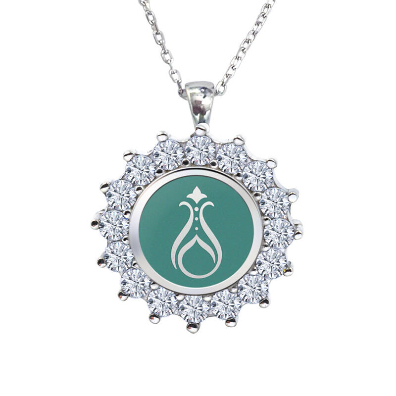 925 Ayar Zirkon Taşlı Kadın Gümüş Kolye - Serhendi Logolu - Gülistan Kolye M2 Turkuaz - 1