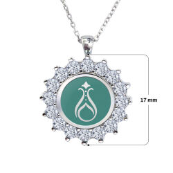 925 Ayar Zirkon Taşlı Kadın Gümüş Kolye - Serhendi Logolu - Gülistan Kolye M2 Turkuaz - 2