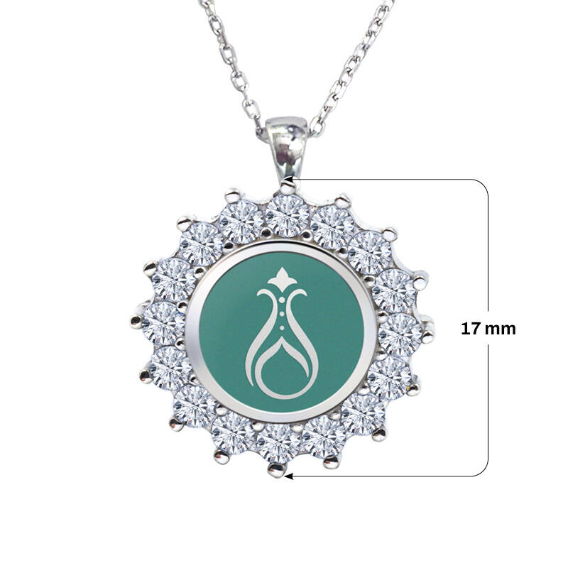 925 Ayar Zirkon Taşlı Kadın Gümüş Kolye - Serhendi Logolu - Gülistan Kolye M2 Turkuaz - 2