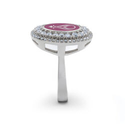 925 Ayar Zirkon Taşlı Kadın Gümüş Yüzük - Serhendi Logolu - Gülistan Yüzük M1 Pembe - 2