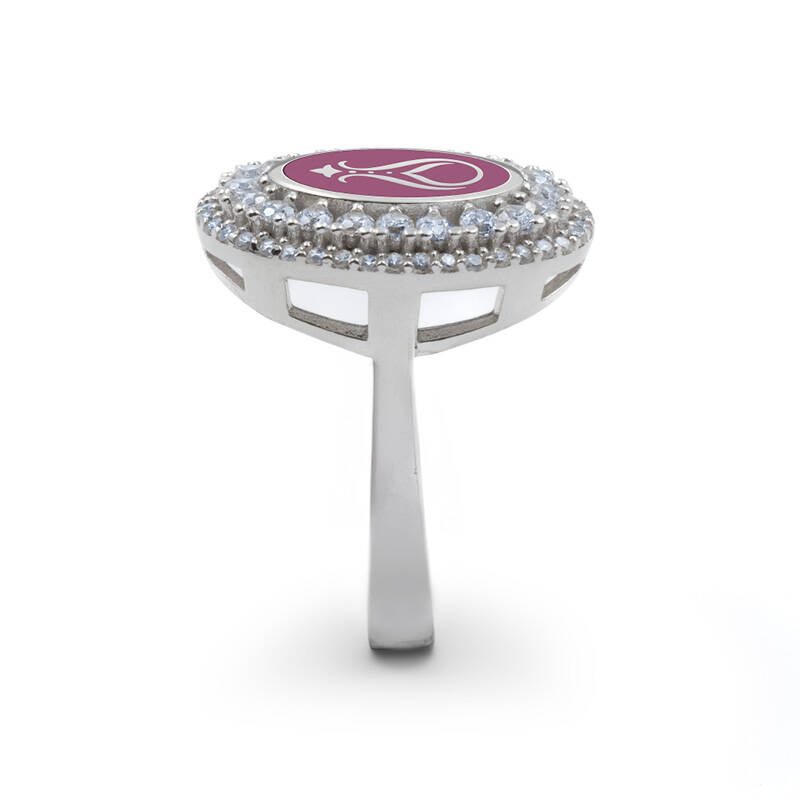 925 Ayar Zirkon Taşlı Kadın Gümüş Yüzük - Serhendi Logolu - Gülistan Yüzük M1 Pembe - 2