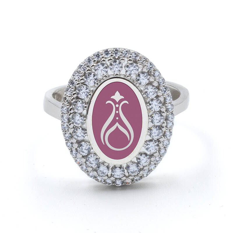 925 Ayar Zirkon Taşlı Kadın Gümüş Yüzük - Serhendi Logolu - Gülistan Yüzük M1 Pembe - 3