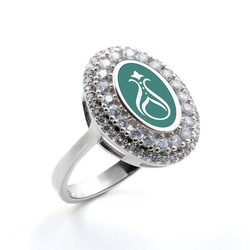 925 Ayar Zirkon Taşlı Kadın Gümüş Yüzük - Serhendi Logolu - Gülistan Yüzük M1 Turkuaz - 1