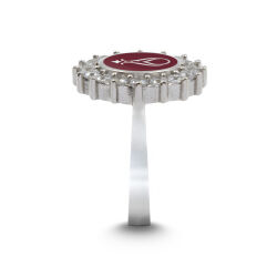 925 Ayar Zirkon Taşlı Kadın Gümüş Yüzük - Serhendi Logolu - Gülistan Yüzük M2 Kırmızı - 2