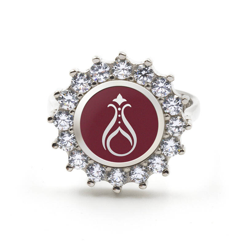 925 Ayar Zirkon Taşlı Kadın Gümüş Yüzük - Serhendi Logolu - Gülistan Yüzük M2 Kırmızı - 3