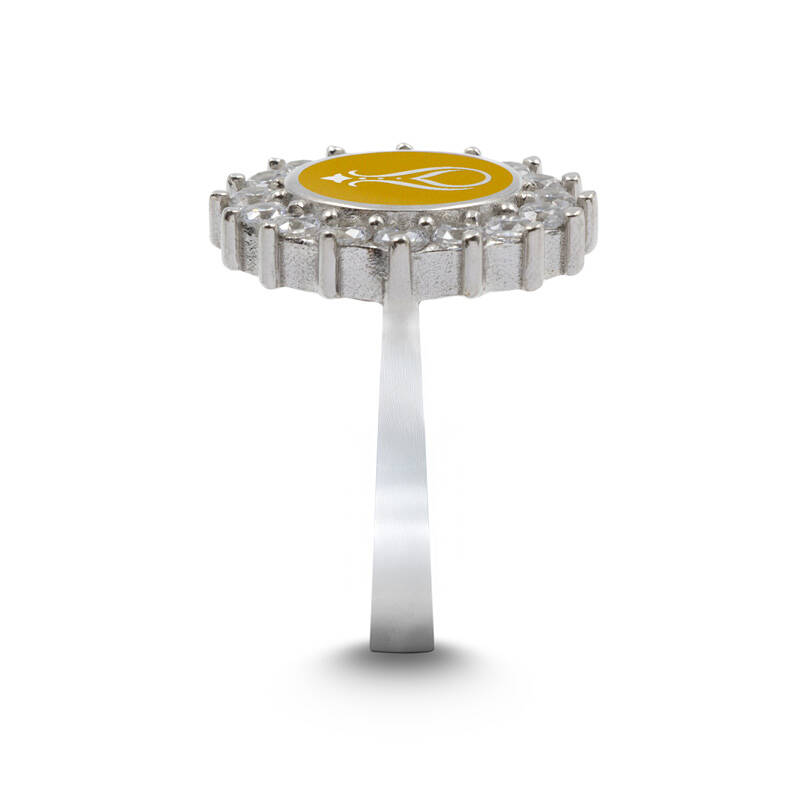 925 Ayar Zirkon Taşlı Kadın Gümüş Yüzük - Serhendi Logolu - Gülistan Yüzük M2 Sarı - 2