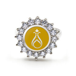 925 Ayar Zirkon Taşlı Kadın Gümüş Yüzük - Serhendi Logolu - Gülistan Yüzük M2 Sarı - 3