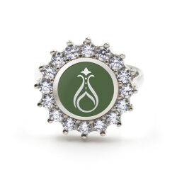 925 Ayar Zirkon Taşlı Kadın Gümüş Yüzük - Serhendi Logolu - Gülistan Yüzük M2 Yeşil - 3