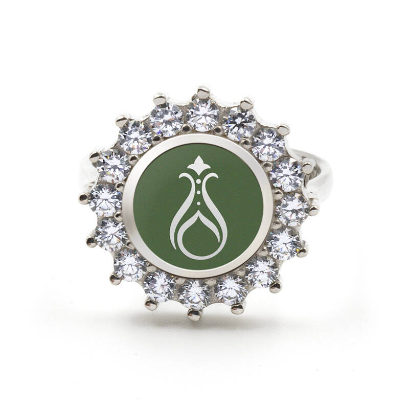 925 Ayar Zirkon Taşlı Kadın Gümüş Yüzük - Serhendi Logolu - Gülistan Yüzük M2 Yeşil - 3