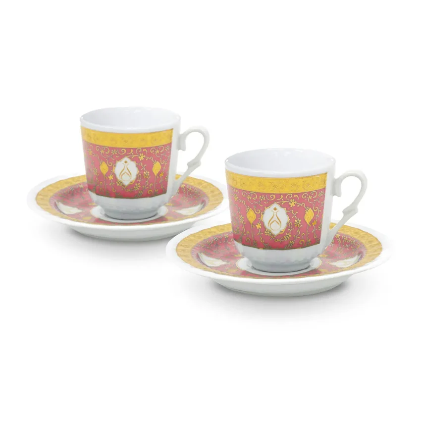 Güral 2 Kişilik 4 Parça Porselen Fincan Takımı - Pembe 4 M1 - 1
