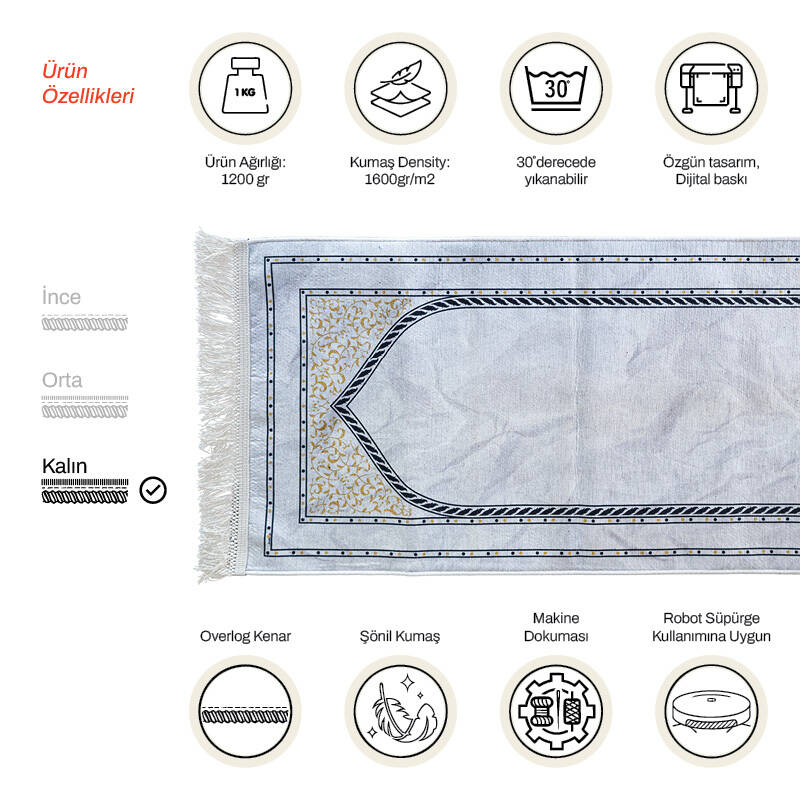 Şönil Seccade Kalın 1200 Gr 61x123 cm Huzur M6 - 1