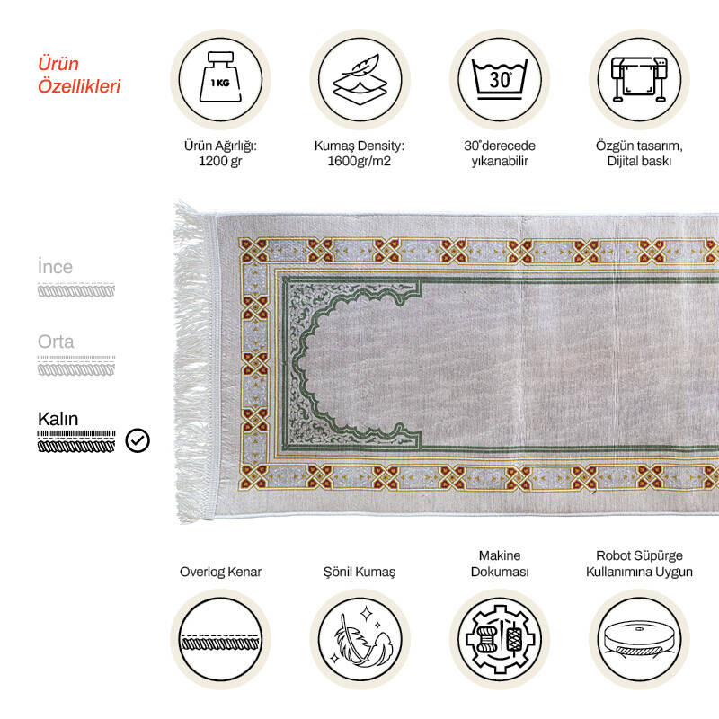 Şönil Seccade Kalın 1200 Gr 61x123 cm Huzur M7 - 1