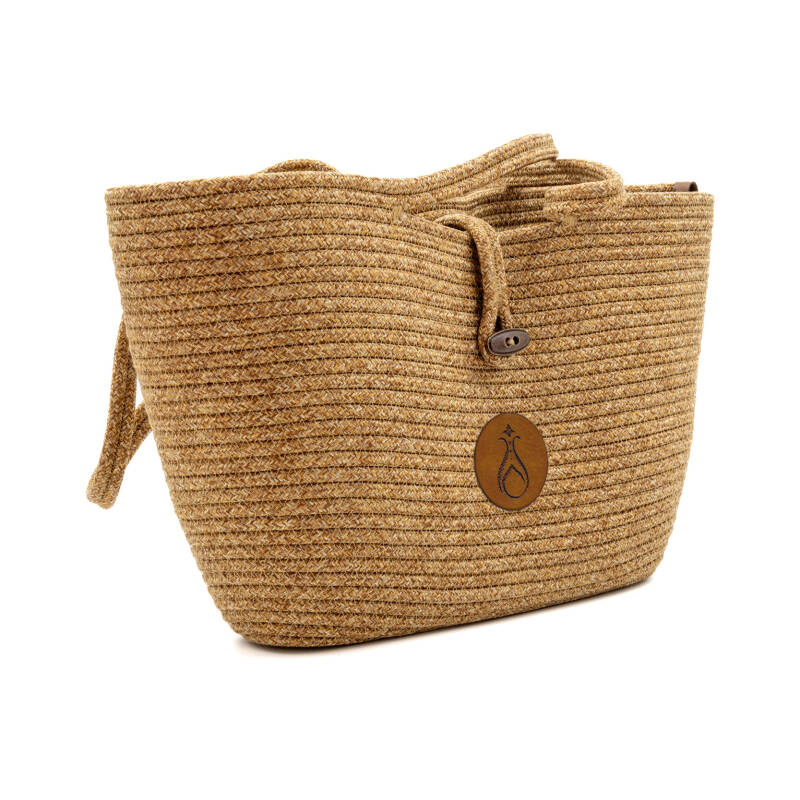 Hasır Kadın Kol ve Omuz Çantası İnci Kahverengi M2 - 1