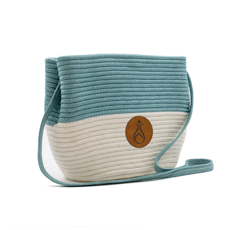 Hasır Kadın Omuz Çantası İnci Turkuaz M1 - 1