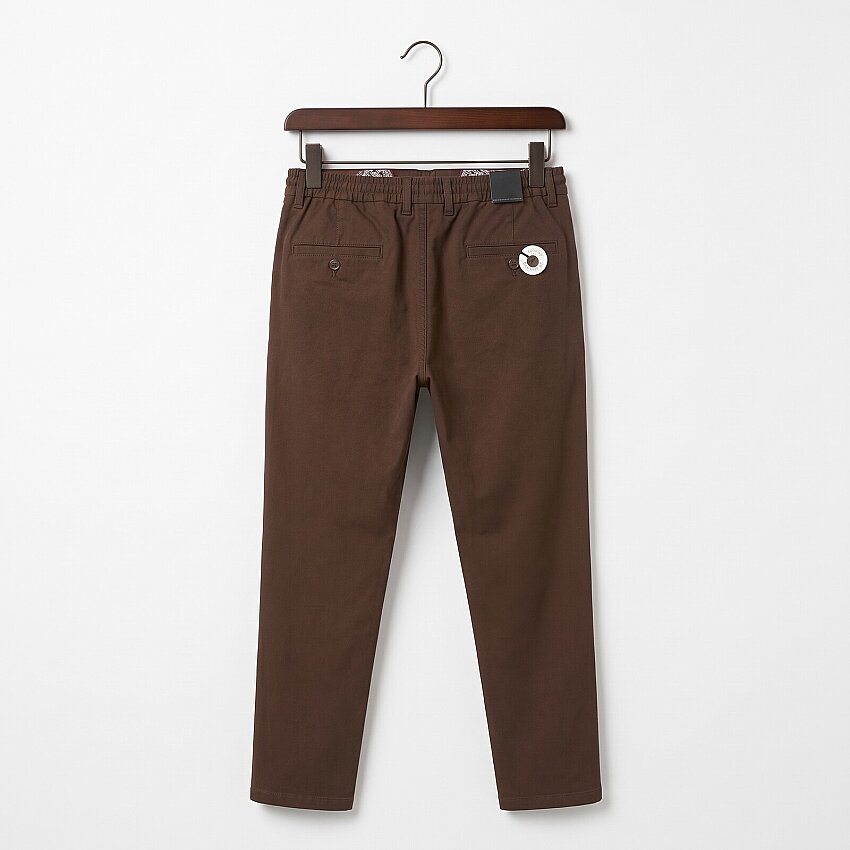 Jogger Likralı Pamuklu Pantolon Lastikli İpli Cepli Kahverengi - 2
