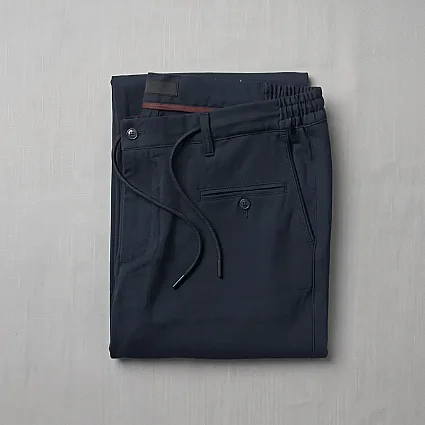 Jogger Likralı Pamuklu Pantolon Lastikli İpli Cepli Koyu Lacivert - 3
