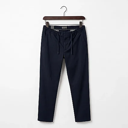 Jogger Likralı Pamuklu Pantolon Lastikli İpli Cepli Koyu Lacivert