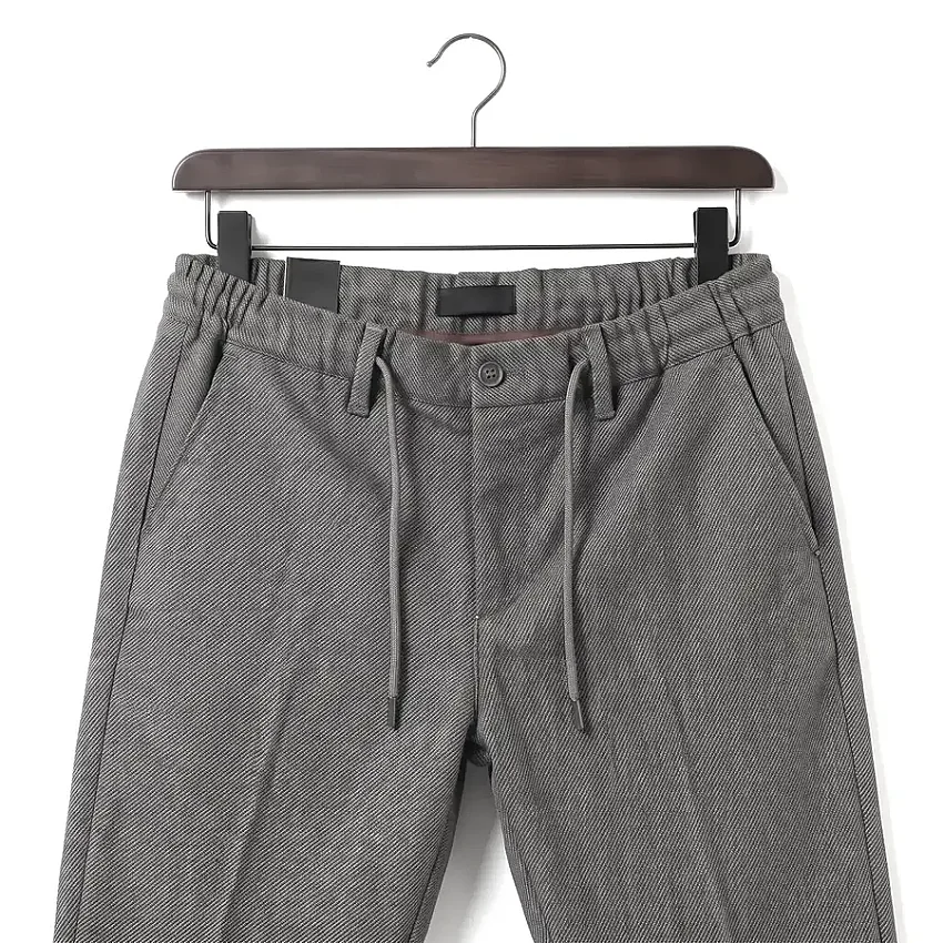 Jogger Pamuklu Pantolon Lastikli İpli Cepli Fitilli Gri - 3