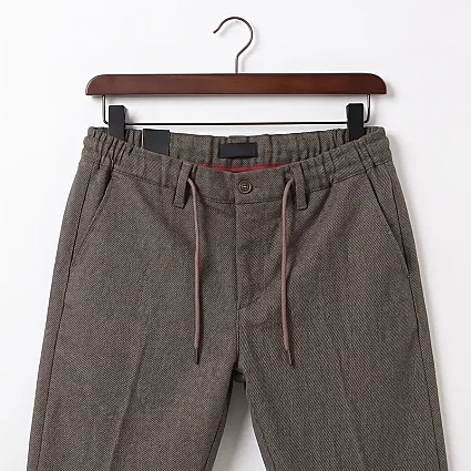 Jogger Pamuklu Pantolon Lastikli İpli Cepli Fitilli Kahverengi - 3