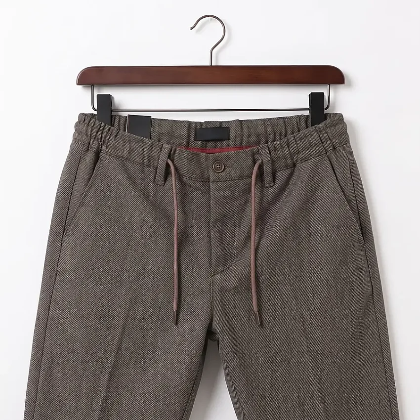 Jogger Pamuklu Pantolon Lastikli İpli Cepli Fitilli Kahverengi - 3