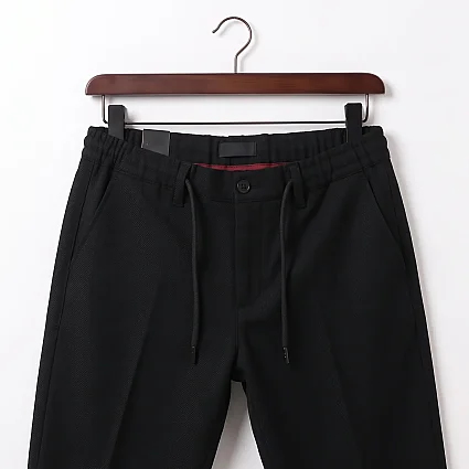 Jogger Pamuklu Pantolon Lastikli İpli Cepli Fitilli Siyah - 3